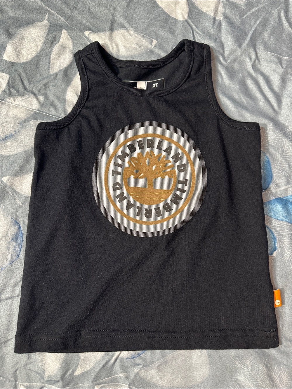EUC Timberland Black Tank Top w/Gold & White Logo Sz 2T